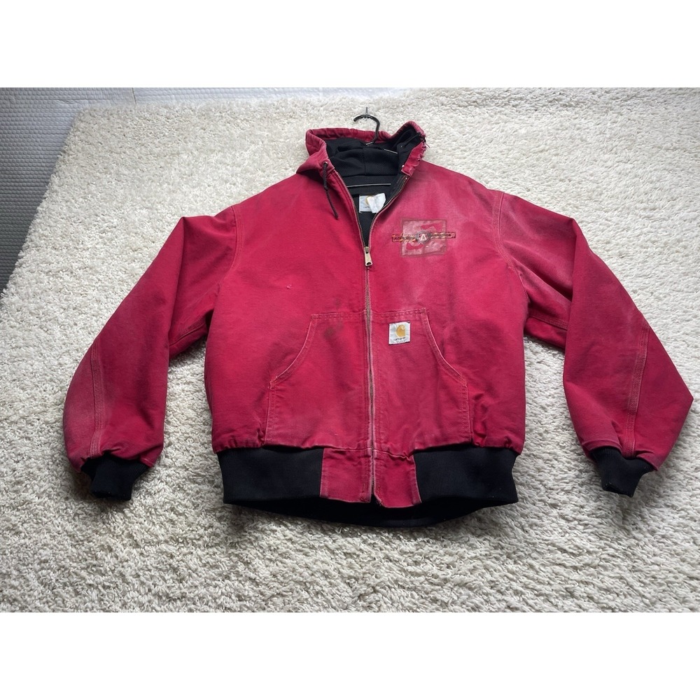 Vintage Y2K Carhartt red hooded work wear jacket XL? XXL?